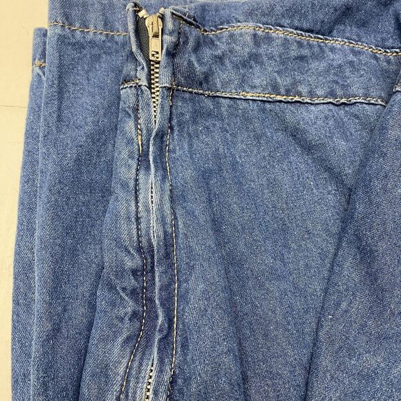 EZwear Size Large Solid Wide Leg Halter Top Denim Overalls Medium Wash - Picture 15 of 16